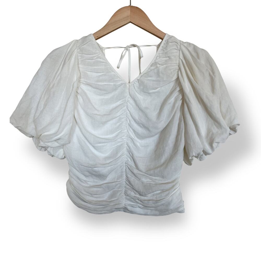 Anthropologie Pilcro Ruched Puff Sleeve Blouse Sz XS